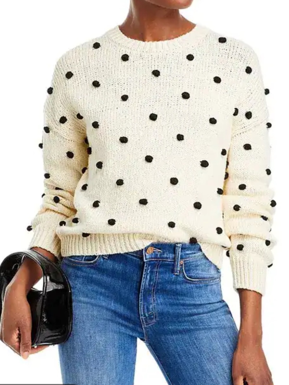 Mother Women's The Jumper Dot Your Eyes Sweater Ivory Black Size XS NWT $350